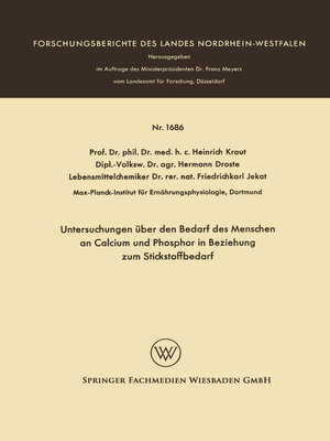 cover image of Untersuchungen über den Bedarf des Menschen an Calcium und Phosphor in Beziehung zum Stickstoffbedarf